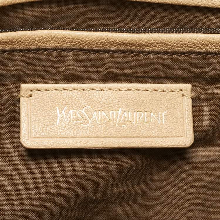 Pre Owned Saint Laurent Cabas Chyc Large Beige Leather Tote