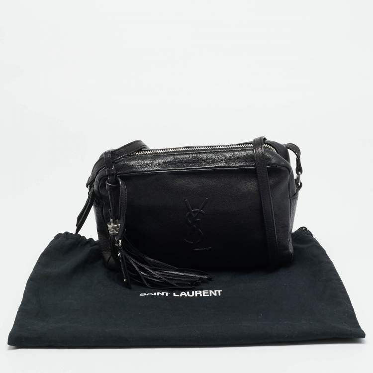 Pre Owned Saint Laurent Lou Camera Black Leather Crossbody Bag