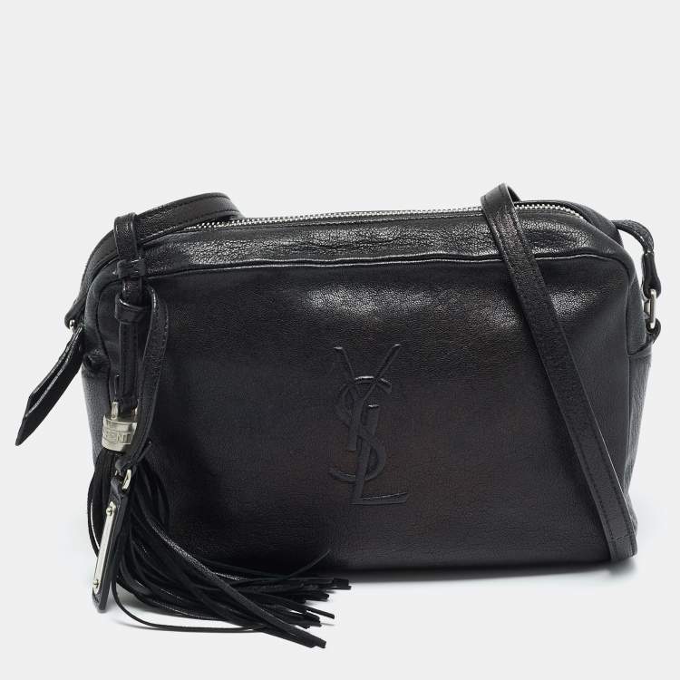 Pre Owned Saint Laurent Lou Camera Black Leather Crossbody Bag