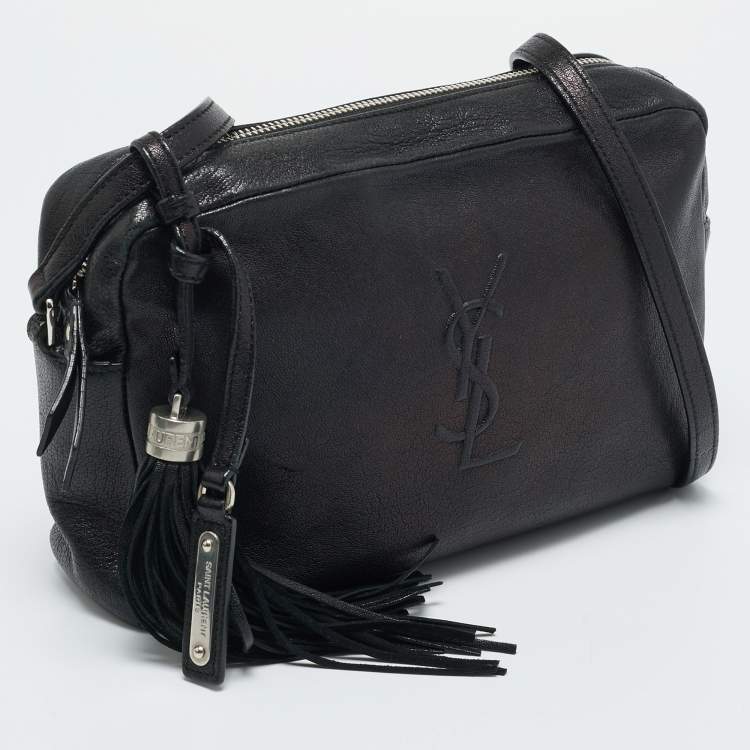 Pre Owned Saint Laurent Lou Camera Black Leather Crossbody Bag