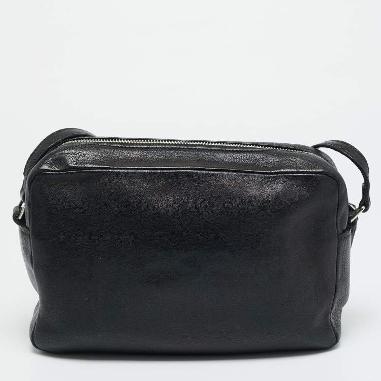 Pre Owned Saint Laurent Lou Camera Black Leather Crossbody Bag