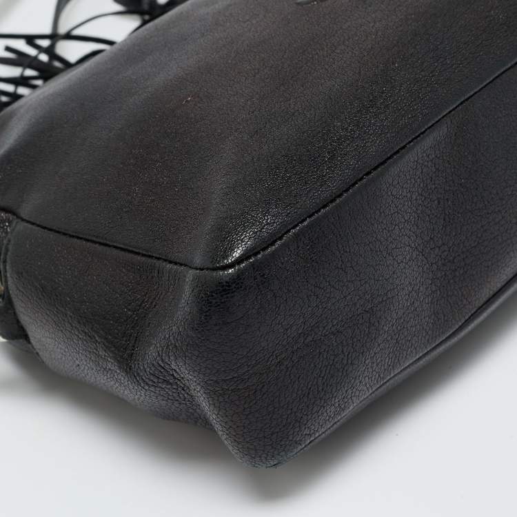 Pre Owned Saint Laurent Lou Camera Black Leather Crossbody Bag