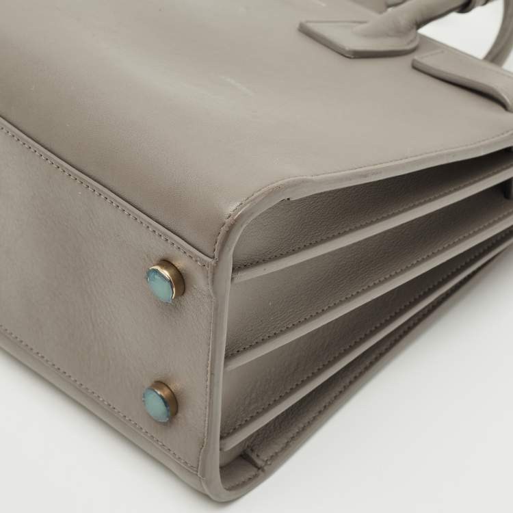 Pre Owned Saint Laurent Classic Sac De Jour Baby Grey Leather Tote