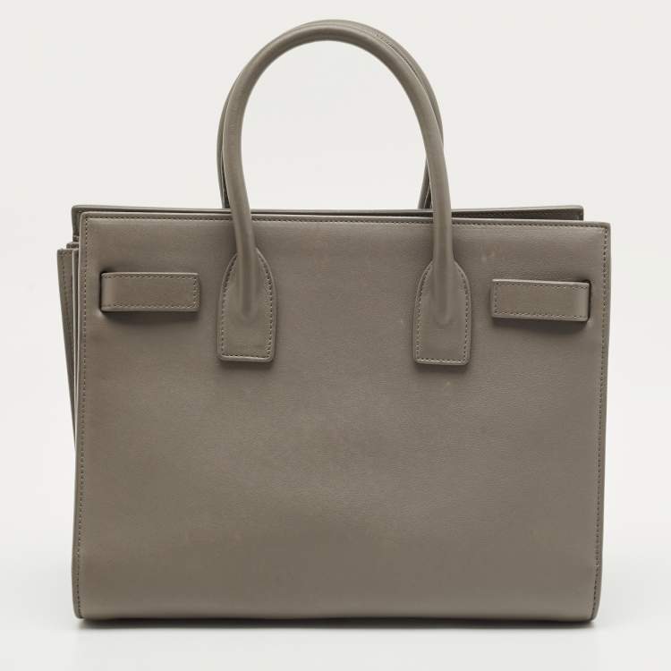 Pre Owned Saint Laurent Classic Sac De Jour Baby Grey Leather Tote