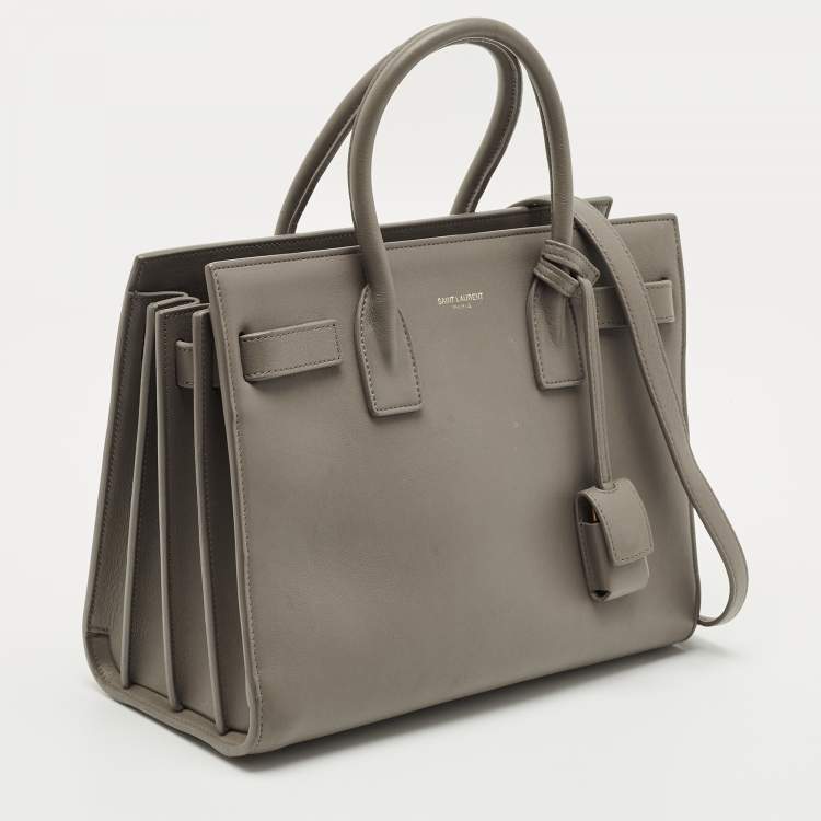 Pre Owned Saint Laurent Classic Sac De Jour Baby Grey Leather Tote