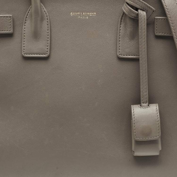 Pre Owned Saint Laurent Classic Sac De Jour Baby Grey Leather Tote