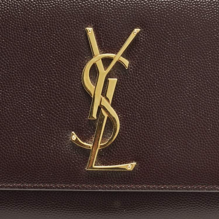 Pre Owned Saint Laurent Cassandre Burgundy Leather Clutch