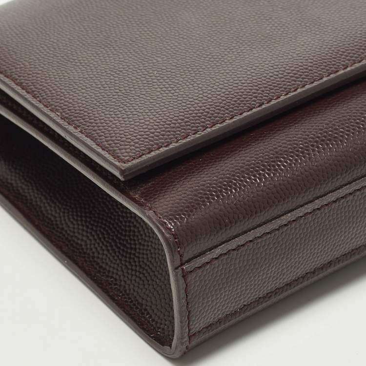 Pre Owned Saint Laurent Cassandre Burgundy Leather Clutch