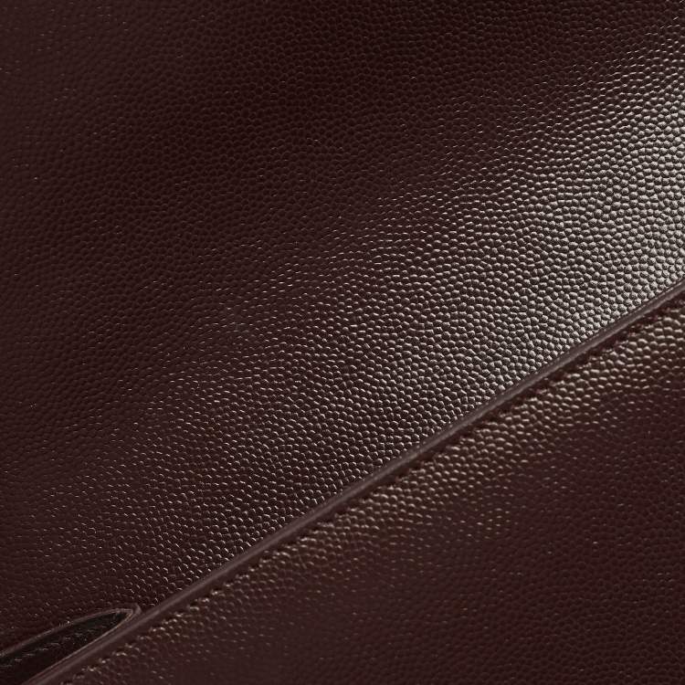 Pre Owned Saint Laurent Cassandre Burgundy Leather Clutch