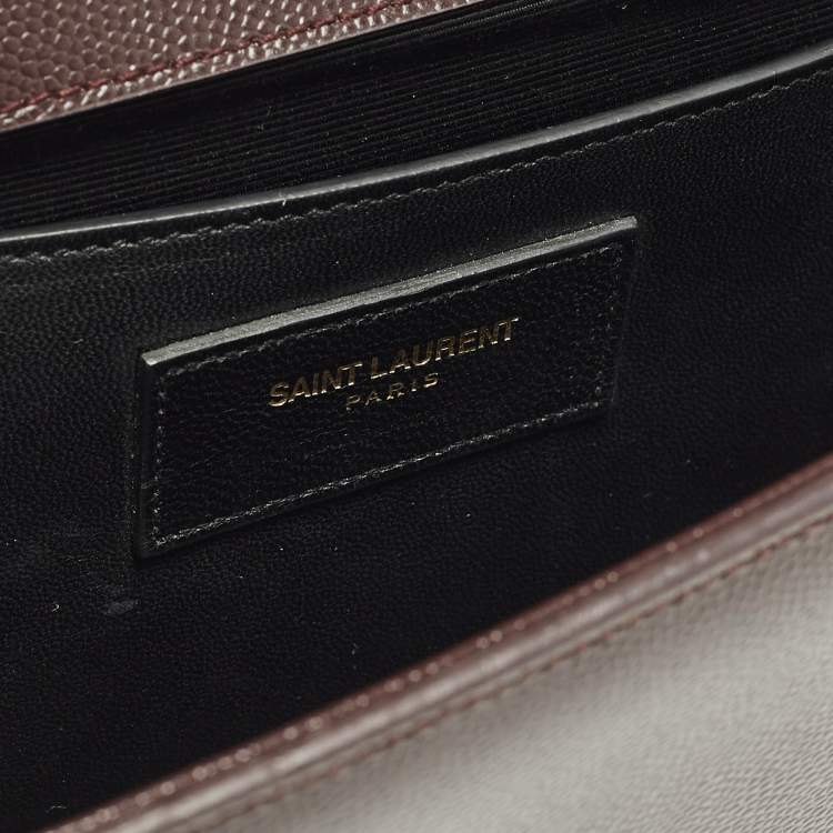 Pre Owned Saint Laurent Cassandre Burgundy Leather Clutch