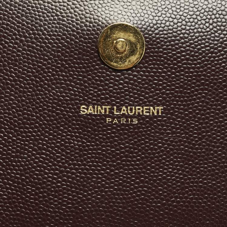 Pre Owned Saint Laurent Cassandre Burgundy Leather Clutch