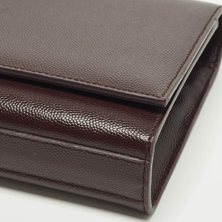 Pre Owned Saint Laurent Cassandre Burgundy Leather Clutch
