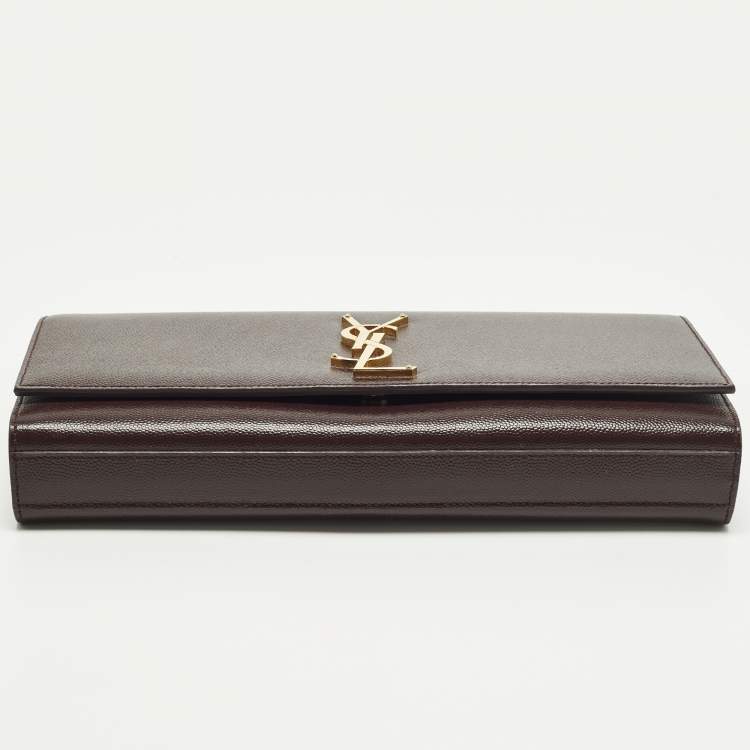 Pre Owned Saint Laurent Cassandre Burgundy Leather Clutch