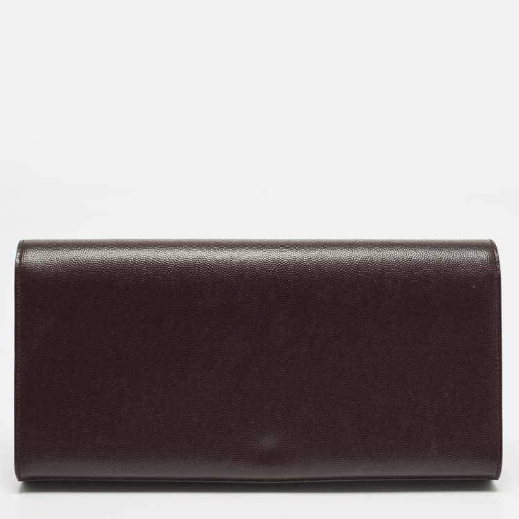 Pre Owned Saint Laurent Cassandre Burgundy Leather Clutch