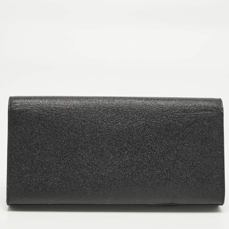 Pre Owned Saint Laurent Monogram Dark Grey Shimmer Leather Clutch