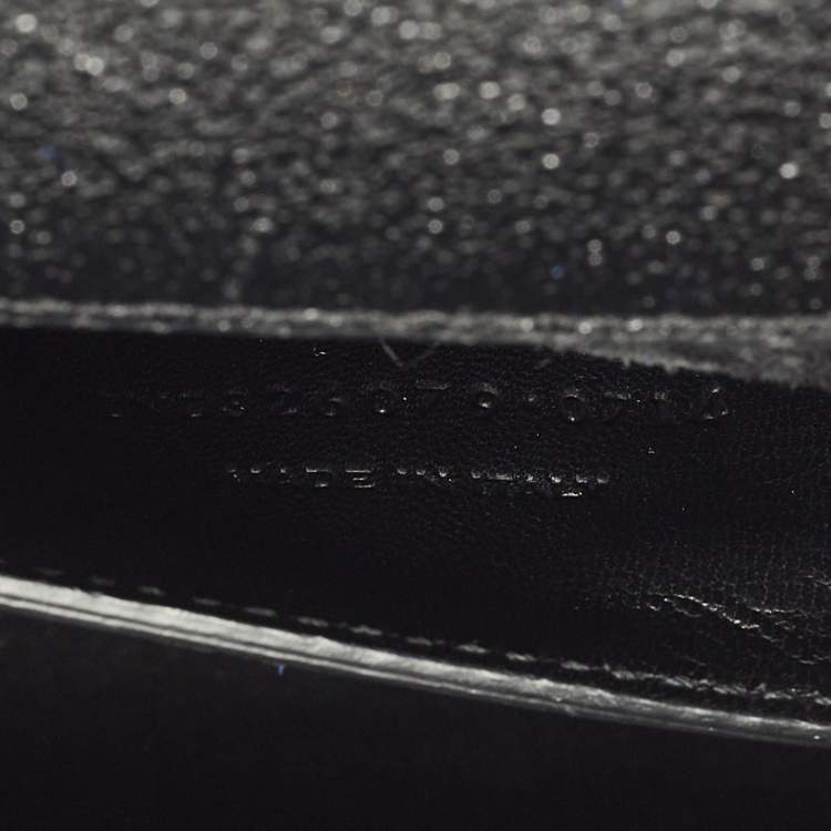 Pre Owned Saint Laurent Monogram Dark Grey Shimmer Leather Clutch