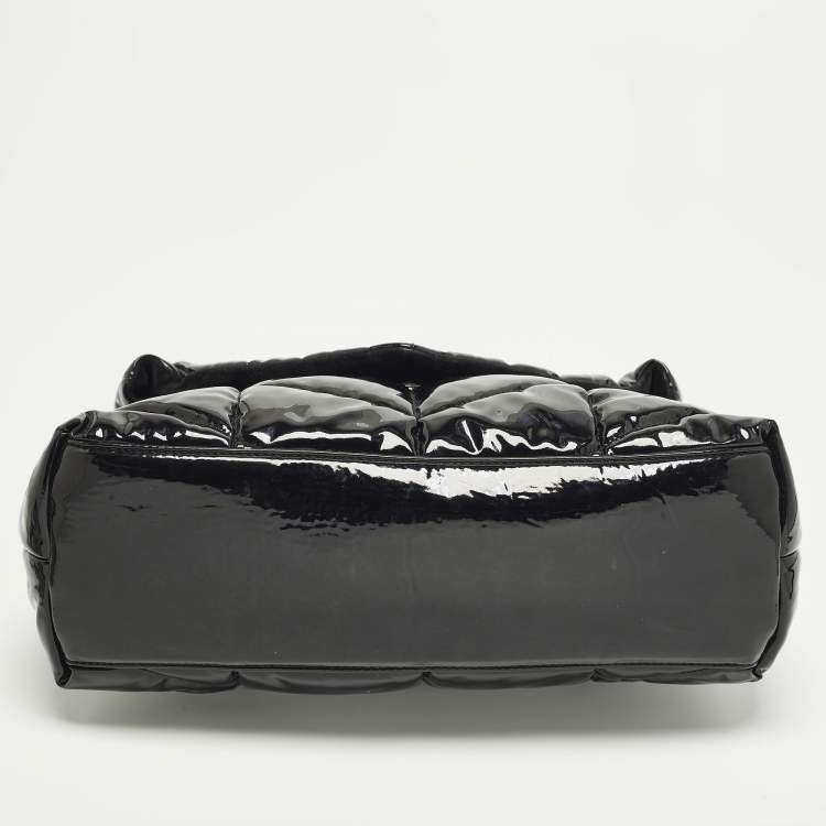 Pre Owned Saint Laurent Loulou Medium Black Puffer Patent Leather Shoulder Bag