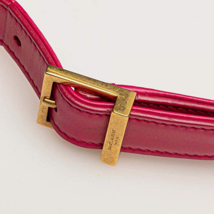 Pre Owned Saint Laurent Paris Pink Smooth Leather Le 5 a 7 Shoulder Bag