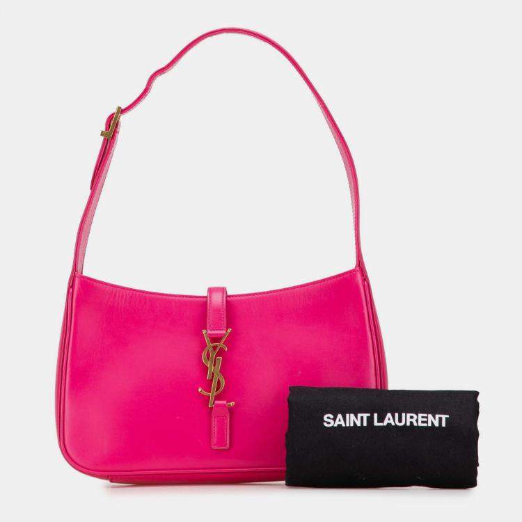 Pre Owned Saint Laurent Paris Pink Smooth Leather Le 5 a 7 Shoulder Bag