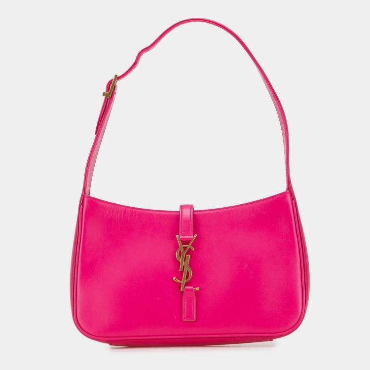 Pre Owned Saint Laurent Paris Pink Smooth Leather Le 5 a 7 Shoulder Bag