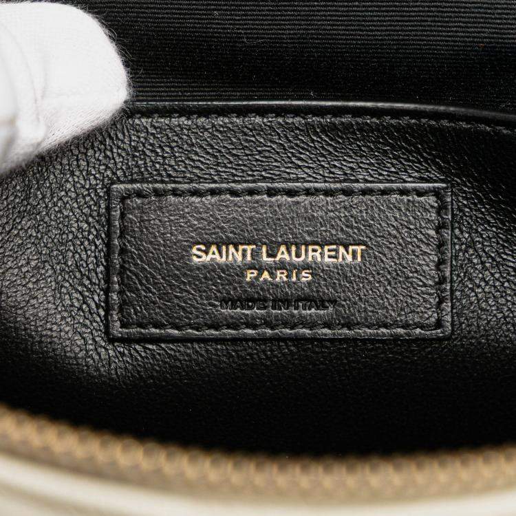 Pre Owned Saint Laurent Paris White Grain de Poudre Quilted 80's Vanity Bag