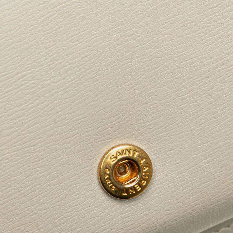 Pre Owned Saint Laurent Paris White Smooth Leather Cassandre Phone Holder