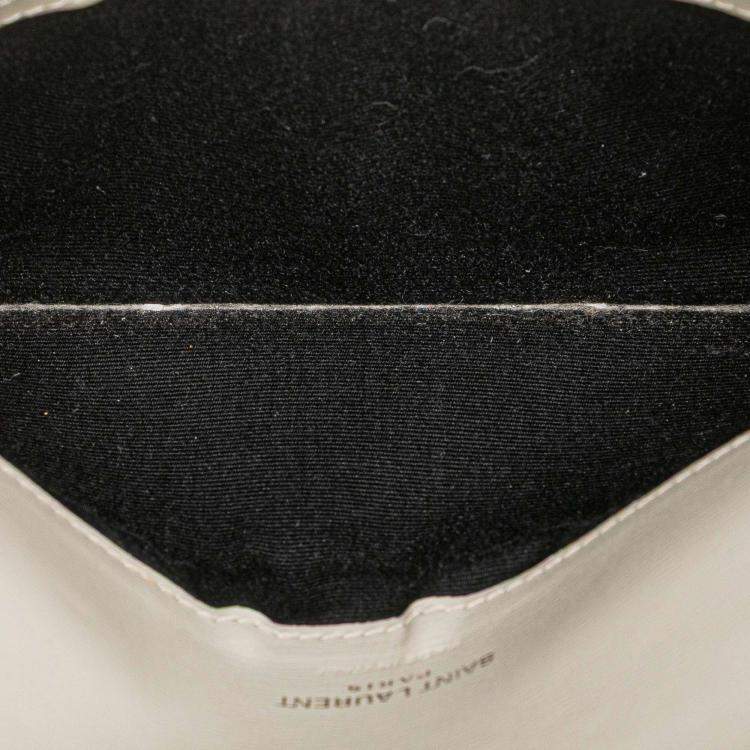 Pre Owned Saint Laurent Paris White Smooth Leather Cassandre Phone Holder