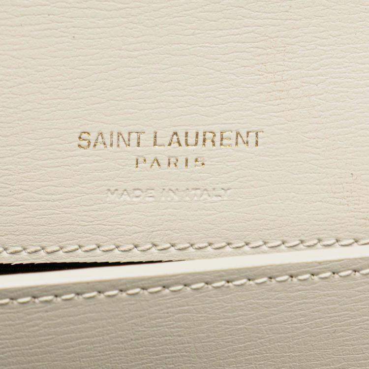 Pre Owned Saint Laurent Paris White Smooth Leather Cassandre Phone Holder