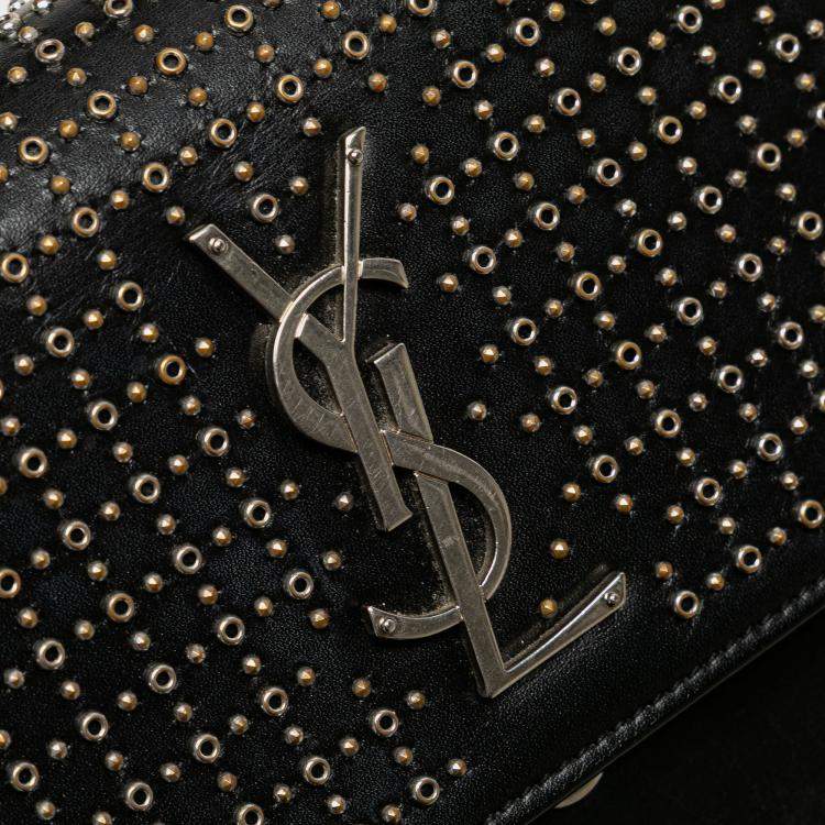 مملوكة مسبقًا Saint Laurent Paris Black Medium Studded Calfskin Monogram Sunset Crossbody
