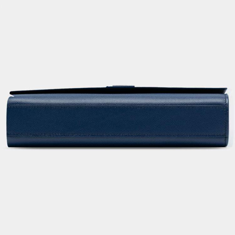 Pre Owned Saint Laurent Paris Blue Medium Grain De Poudre Monogram Kate Crossbody