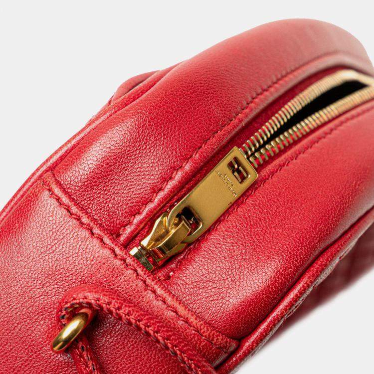 مملوكة مسبقًا Saint Laurent Paris Red Quilted Lambskin Victoire Camera Bag