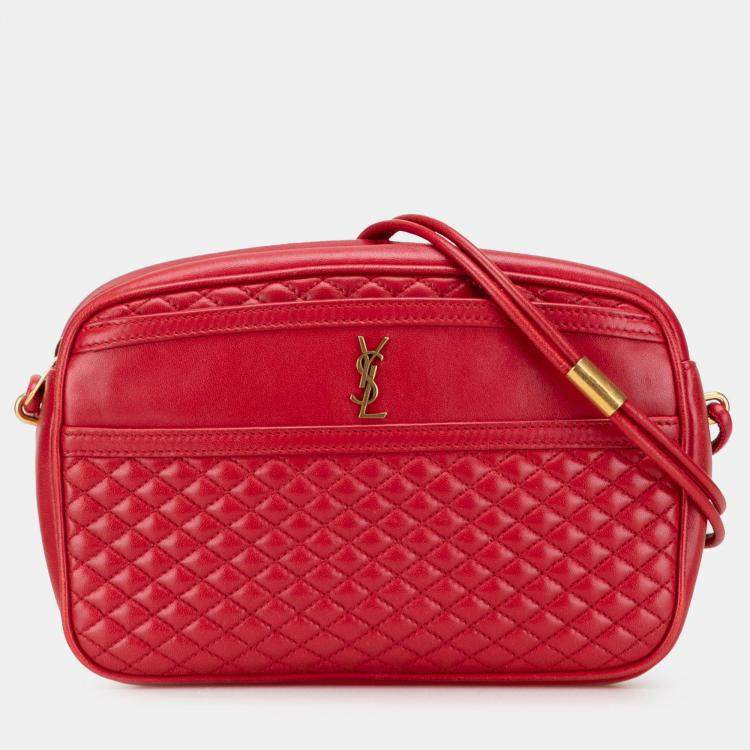 مملوكة مسبقًا Saint Laurent Paris Red Quilted Lambskin Victoire Camera Bag
