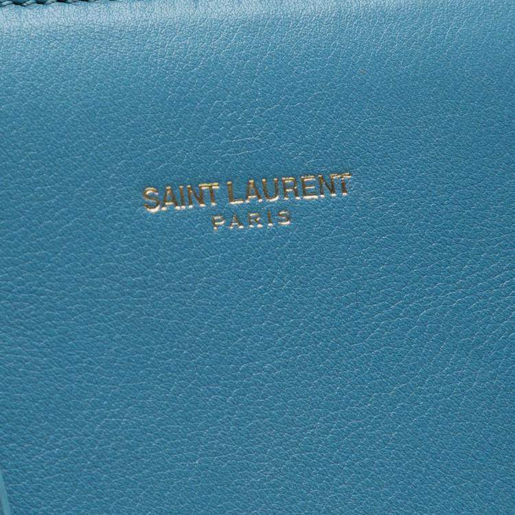 Pre Owned Saint Laurent Paris Blue Small Leather Sac De Jour Satchel