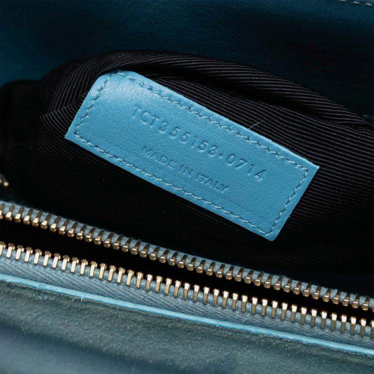 Pre Owned Saint Laurent Paris Blue Small Leather Sac De Jour Satchel