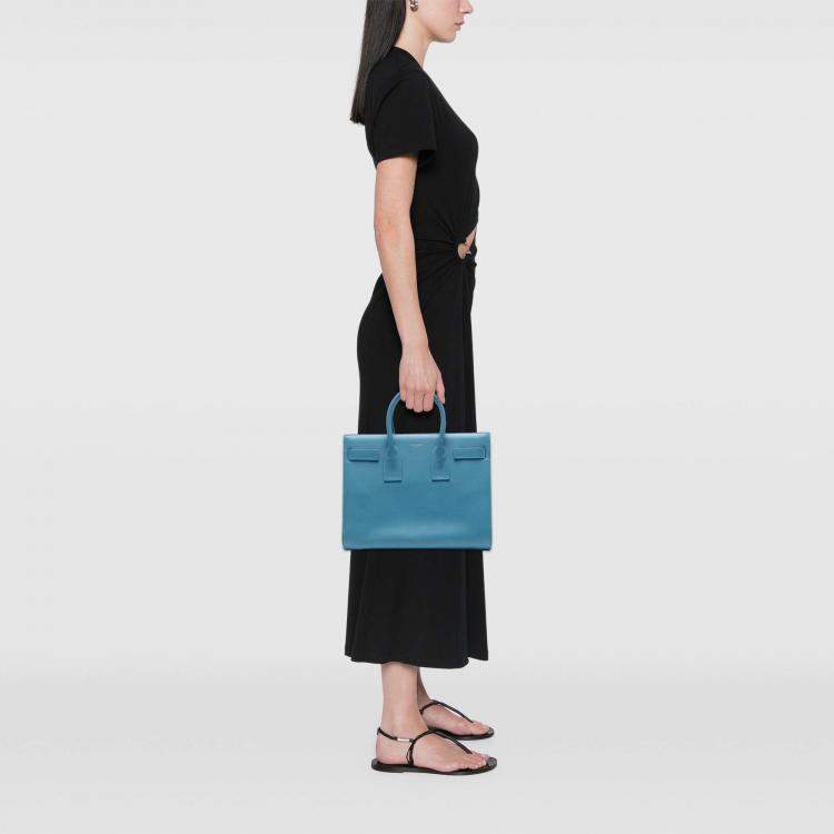 Pre Owned Saint Laurent Paris Blue Small Leather Sac De Jour Satchel