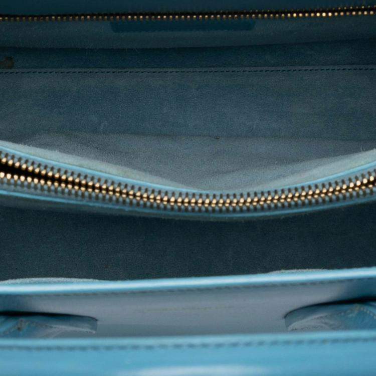 Pre Owned Saint Laurent Paris Blue Small Leather Sac De Jour Satchel