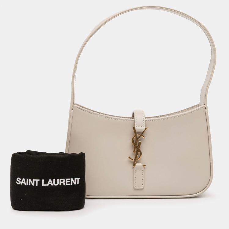 Pre Owned Saint Laurent Paris White Mini Smooth Calfskin Le 5 a 7 Hobo