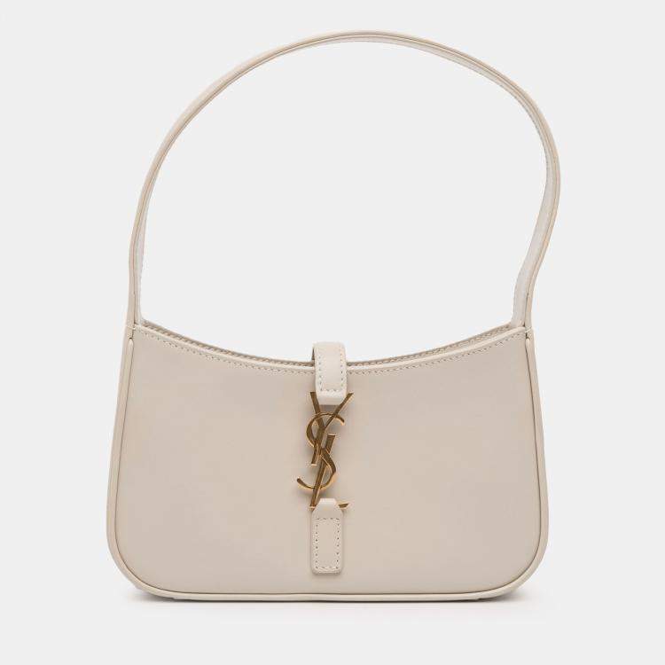 Pre Owned Saint Laurent Paris White Mini Smooth Calfskin Le 5 a 7 Hobo