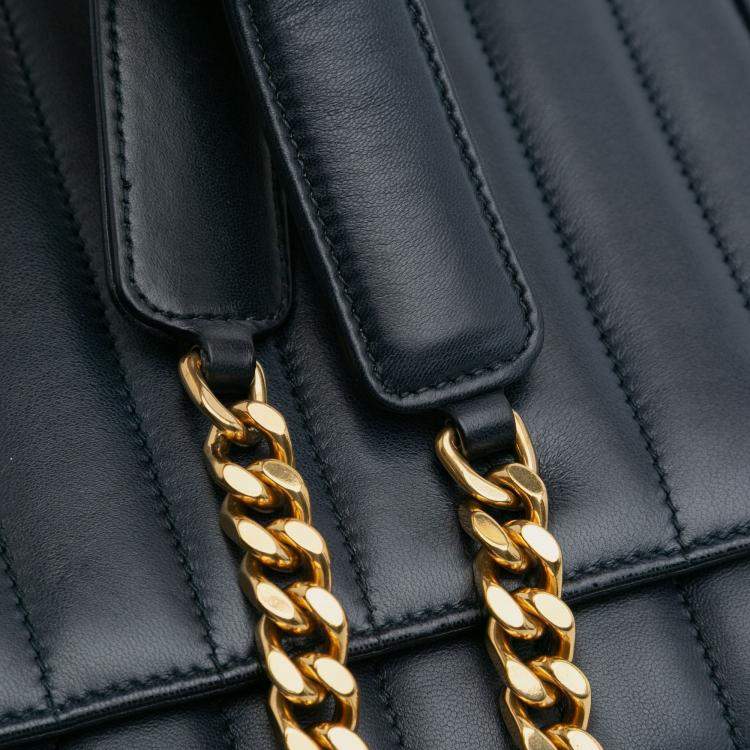 Pre Owned Saint Laurent Paris Blue Medium Lambskin Monogram Vicky Chain Bag