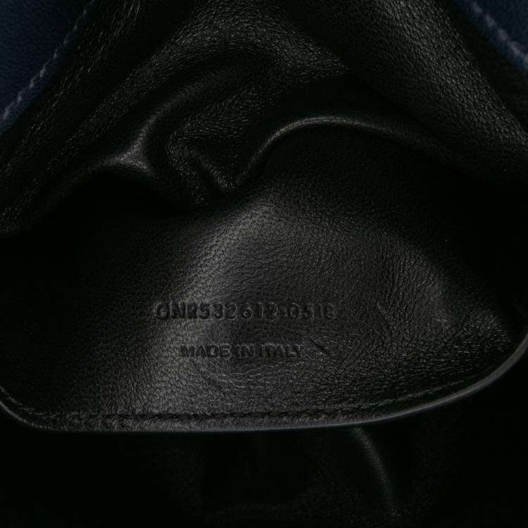 Pre Owned Saint Laurent Paris Blue Medium Lambskin Monogram Vicky Chain Bag