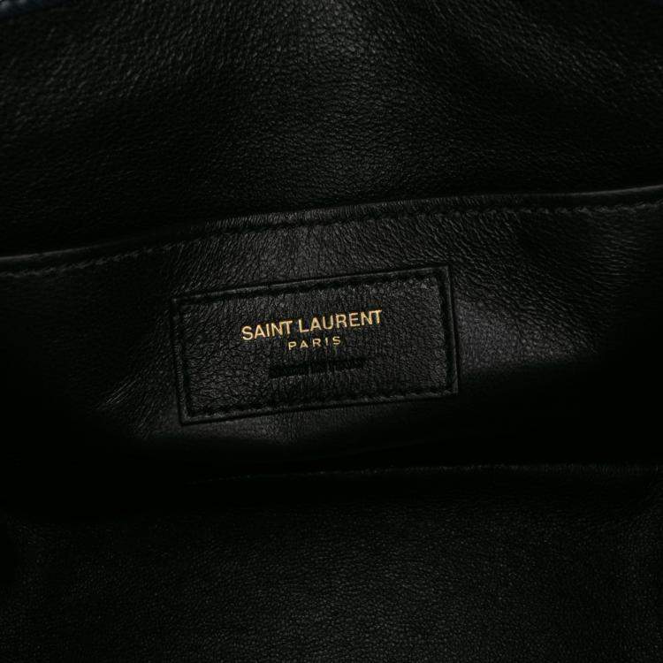 Pre Owned Saint Laurent Paris Blue Medium Lambskin Monogram Vicky Chain Bag