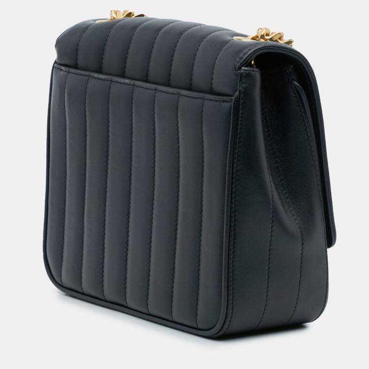 Pre Owned Saint Laurent Paris Blue Medium Lambskin Monogram Vicky Chain Bag