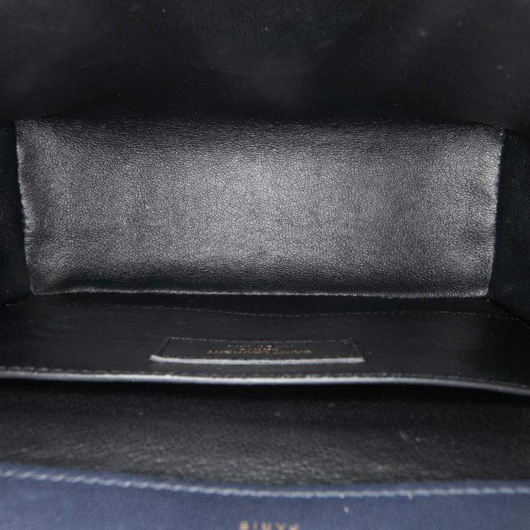 Pre Owned Saint Laurent Paris Blue Medium Lambskin Monogram Vicky Chain Bag