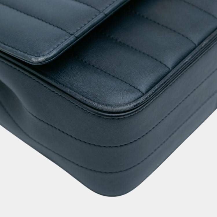 Pre Owned Saint Laurent Paris Blue Medium Lambskin Monogram Vicky Chain Bag