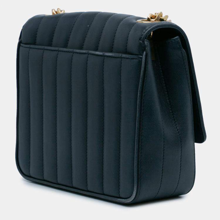 Pre Owned Saint Laurent Paris Blue Medium Lambskin Monogram Vicky Chain Bag