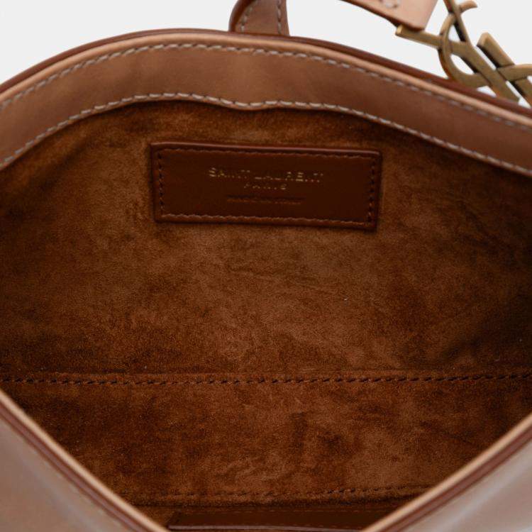Pre Owned Saint Laurent Paris Brown Mini Smooth Calfskin Le 5 a 7 Hobo