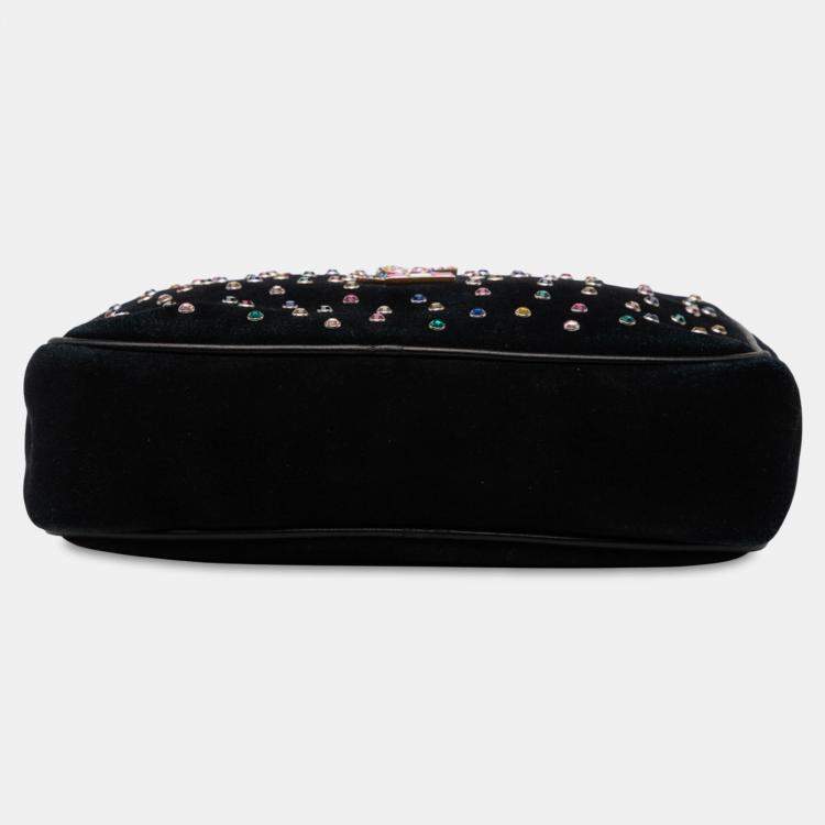 مملوكة مسبقًا Saint Laurent Paris Black Suede Crystal Monogram Lou Camera Bag