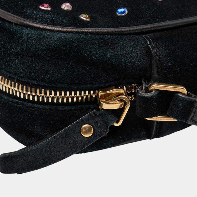 مملوكة مسبقًا Saint Laurent Paris Black Suede Crystal Monogram Lou Camera Bag
