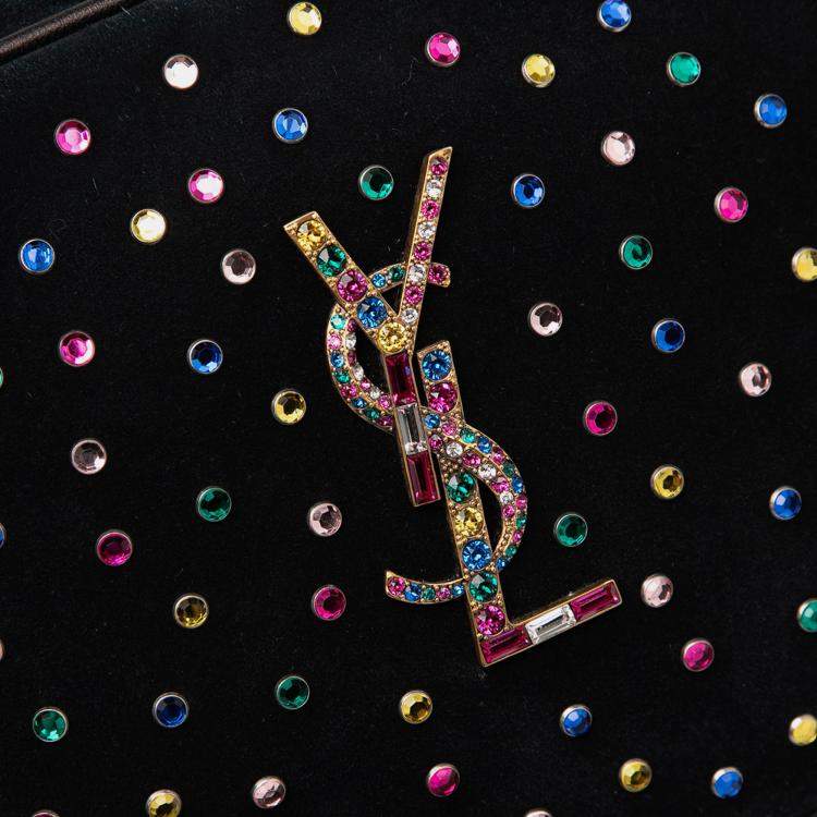 مملوكة مسبقًا Saint Laurent Paris Black Suede Crystal Monogram Lou Camera Bag