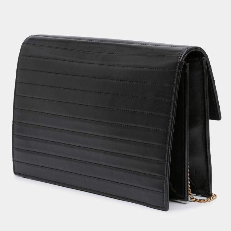 مملوكة مسبقًا Saint Laurent Paris Black Quilted Calfskin Victoire Chain Crossbody